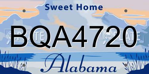 BQA4720 Alabama License Plate