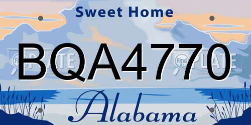 BQA4770 Alabama License Plate