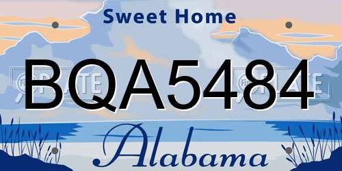 BQA5484 Alabama License Plate