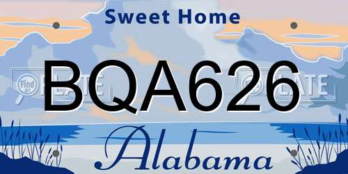 BQA626 Alabama License Plate
