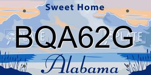 BQA62G Alabama License Plate