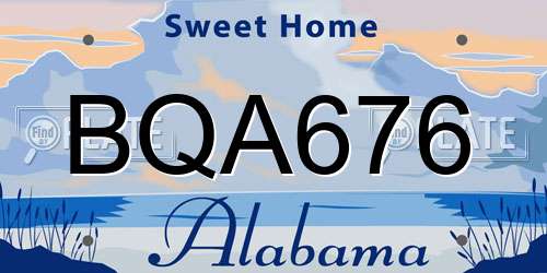 BQA676 Alabama License Plate