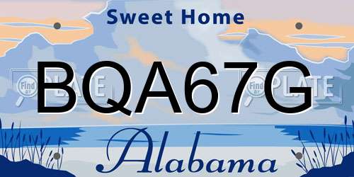 BQA67G Alabama License Plate