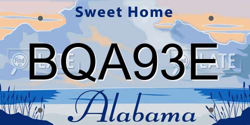 BQA93E Alabama License Plate