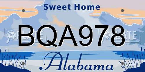 BQA978 Alabama License Plate
