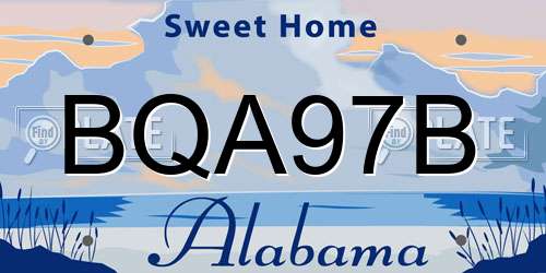 BQA97B Alabama License Plate