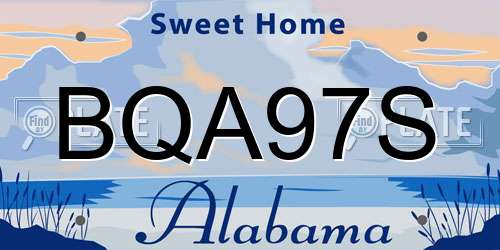 BQA97S Alabama License Plate