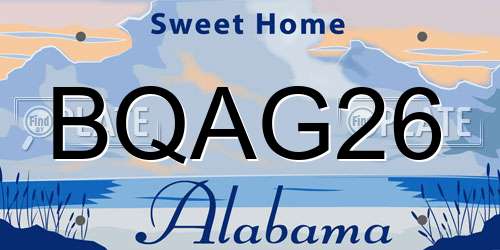 BQAG26 Alabama License Plate