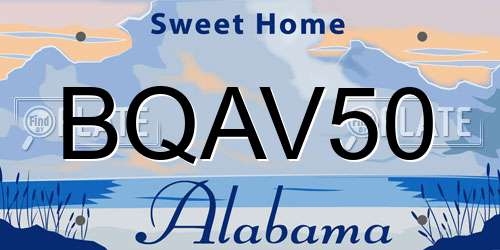 BQAV50 Alabama License Plate