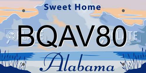 BQAV80 Alabama License Plate