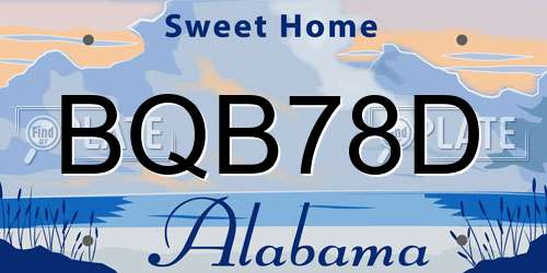 BQB78D Alabama License Plate