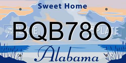 BQB78O Alabama License Plate