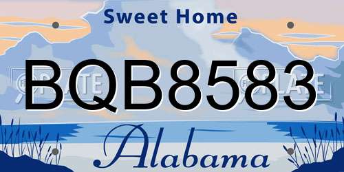 BQB8583 Alabama License Plate