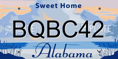 BQBC42 Alabama License Plate