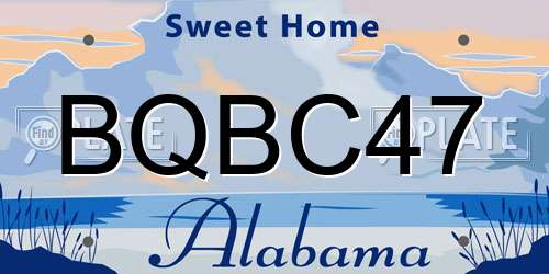 BQBC47 Alabama License Plate