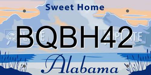 BQBH42 Alabama License Plate