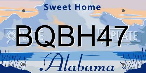 BQBH47 Alabama License Plate