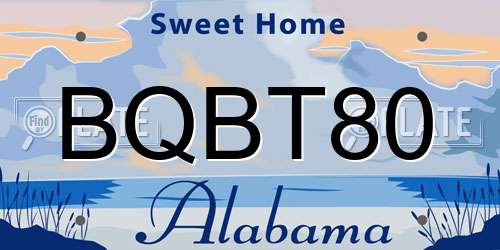 BQBT80 Alabama License Plate