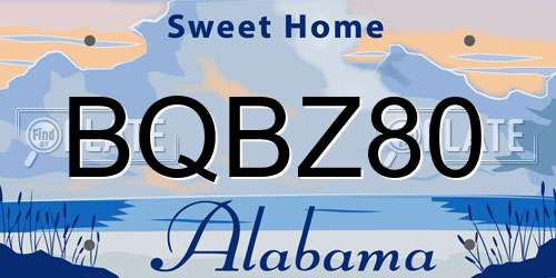 BQBZ80 Alabama License Plate