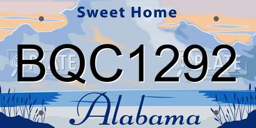 BQC1292 Alabama License Plate