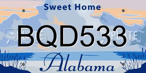BQD533 Alabama License Plate