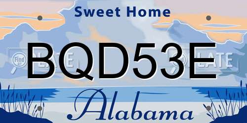 BQD53E Alabama License Plate