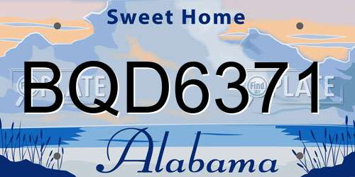 BQD6371 Alabama License Plate