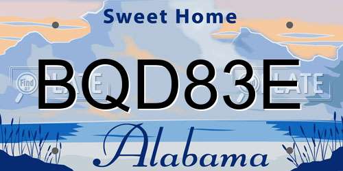 BQD83E Alabama License Plate