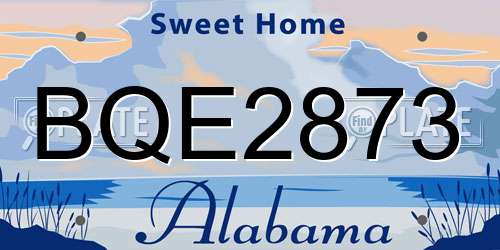 BQE2873 Alabama License Plate