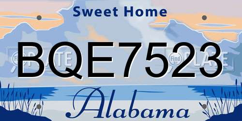BQE7523 Alabama License Plate