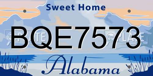 BQE7573 Alabama License Plate