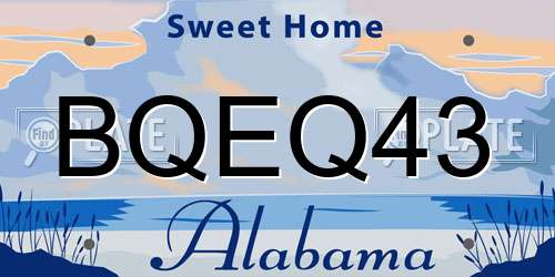 BQEQ43 Alabama License Plate