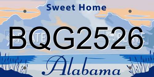 BQG2526 Alabama License Plate