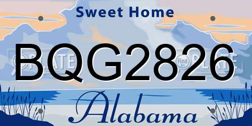 BQG2826 Alabama License Plate