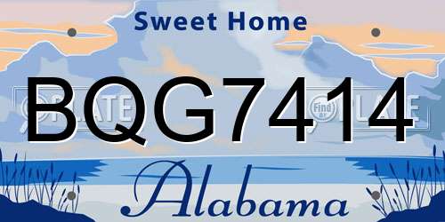 BQG7414 Alabama License Plate