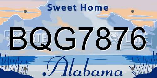 BQG7876 Alabama License Plate
