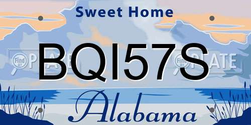 BQI57S Alabama License Plate