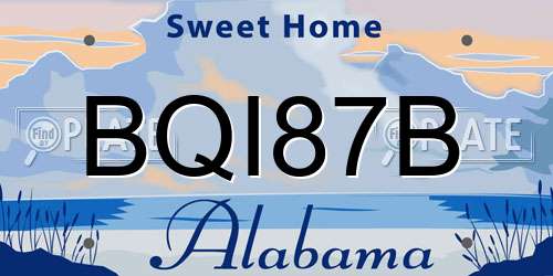 BQI87B Alabama License Plate