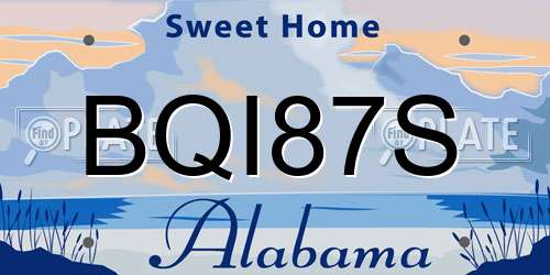 BQI87S Alabama License Plate