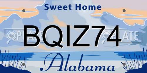 BQIZ74 Alabama License Plate