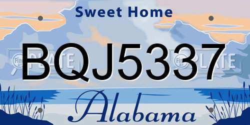 BQJ5337 Alabama License Plate
