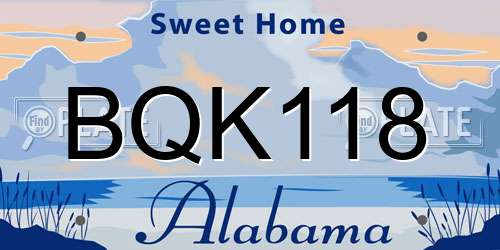 BQK118 Alabama License Plate