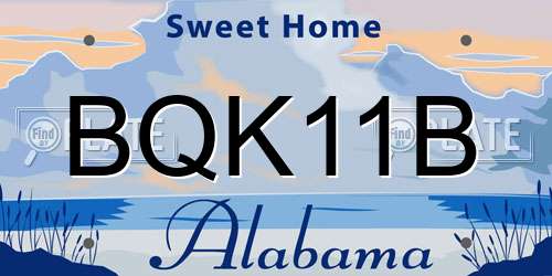 BQK11B Alabama License Plate