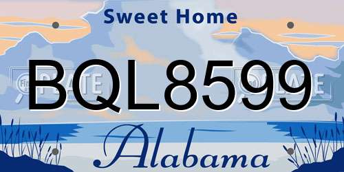 BQL8599 Alabama License Plate