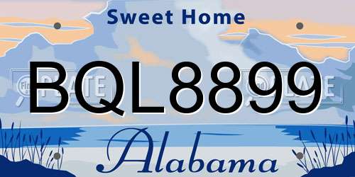 BQL8899 Alabama License Plate