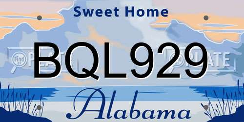 BQL929 Alabama License Plate