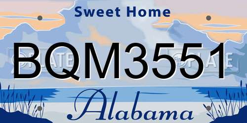 BQM3551 Alabama License Plate
