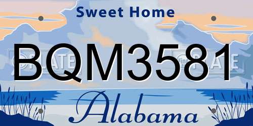 BQM3581 Alabama License Plate