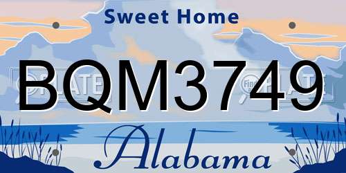BQM3749 Alabama License Plate