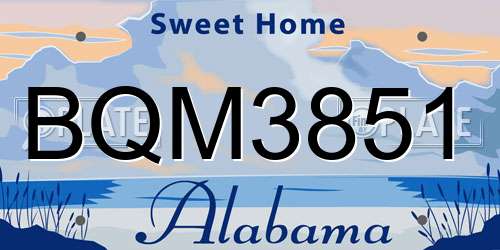 BQM3851 Alabama License Plate